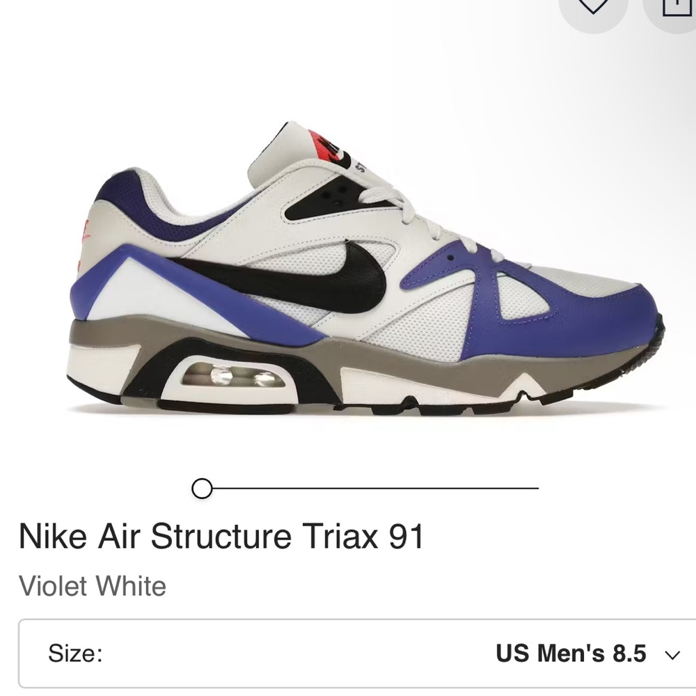 Men’s Nike Air Structure Triax 91 Violet White size 8.5